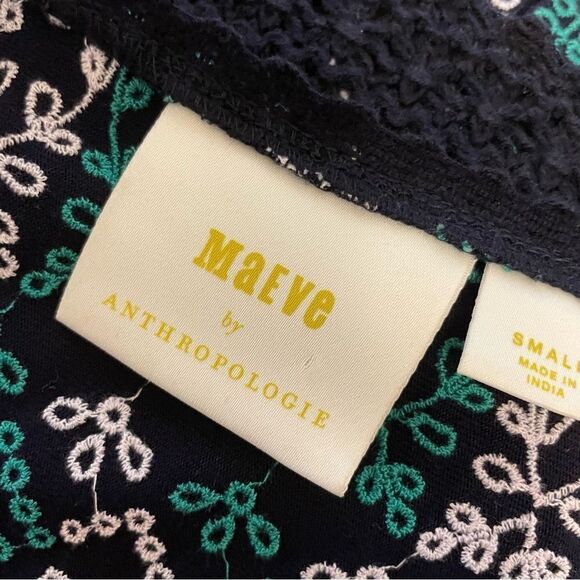 MAEVE Anthropologie Embroidered Sleeveless V Neck Peplum Top Small - Picture 7 of 9